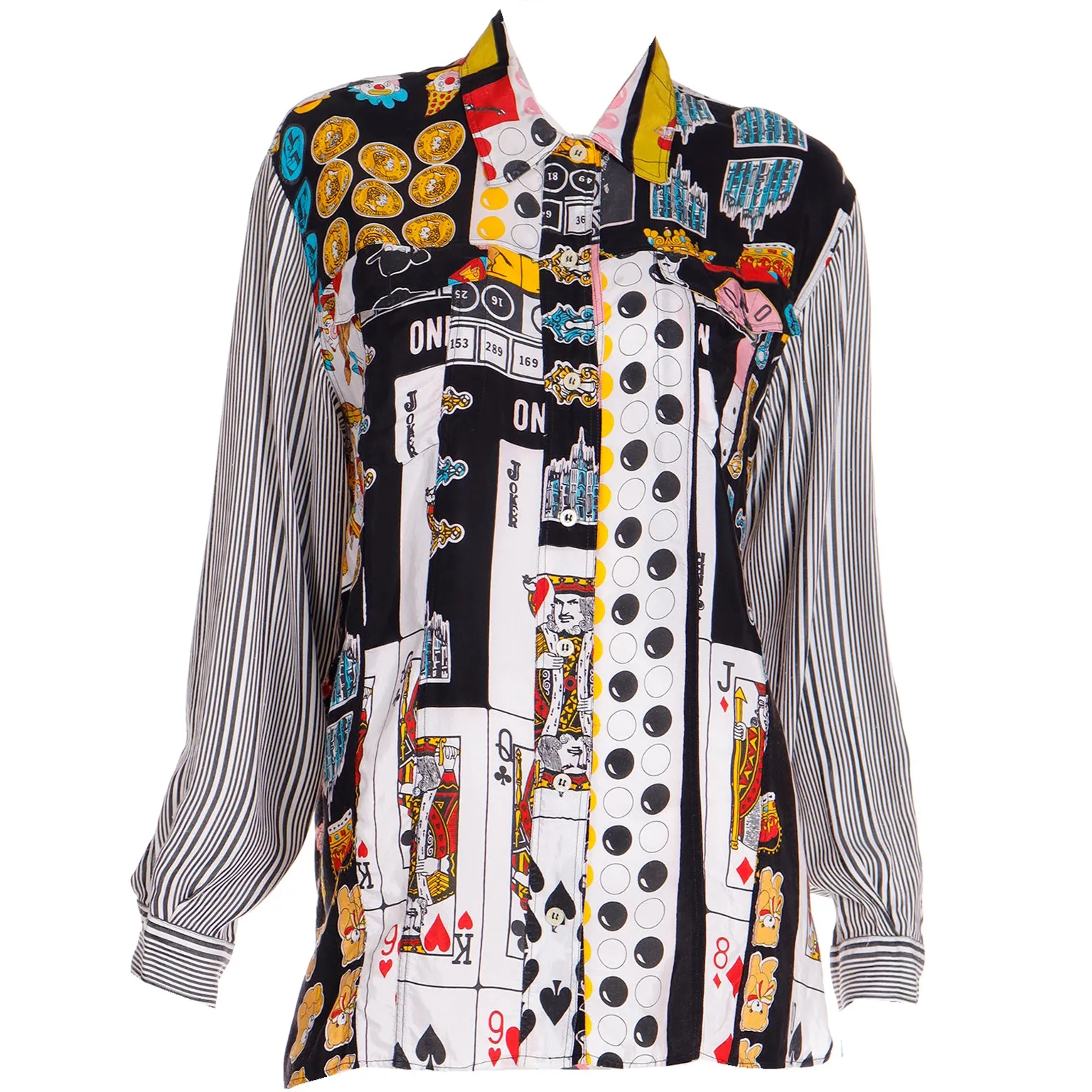 1980s Franco Moschino Vintage Games & Iconography Novelty Print Shirt