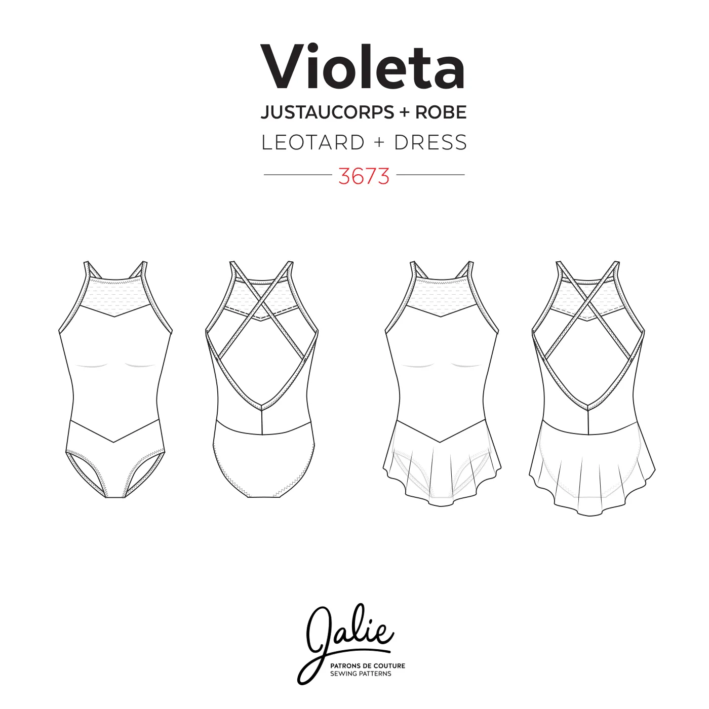 3673 // VIOLETA Open-Back Leotard and Dress