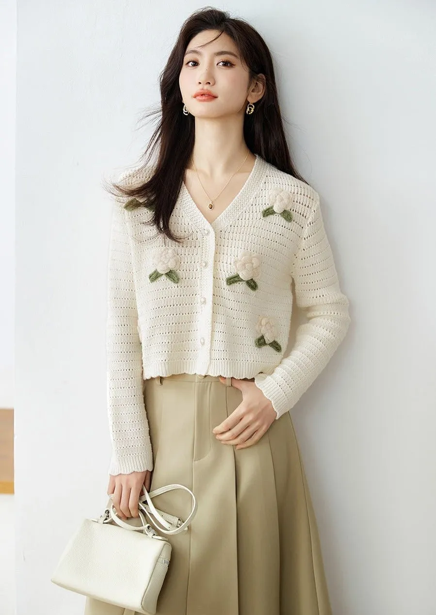 3D FLOWER EMBROIDERY LOOSE KNIT