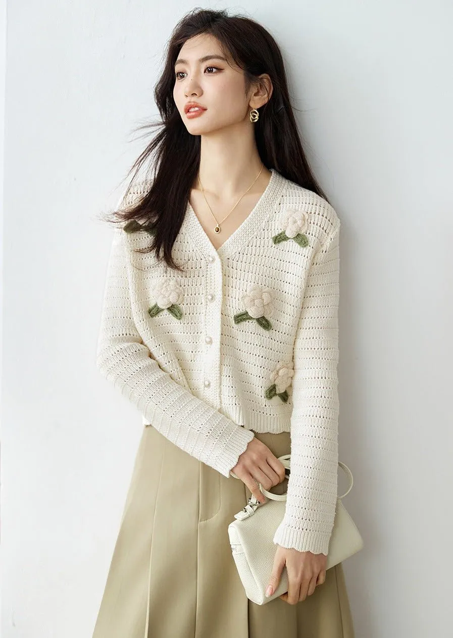 3D FLOWER EMBROIDERY LOOSE KNIT