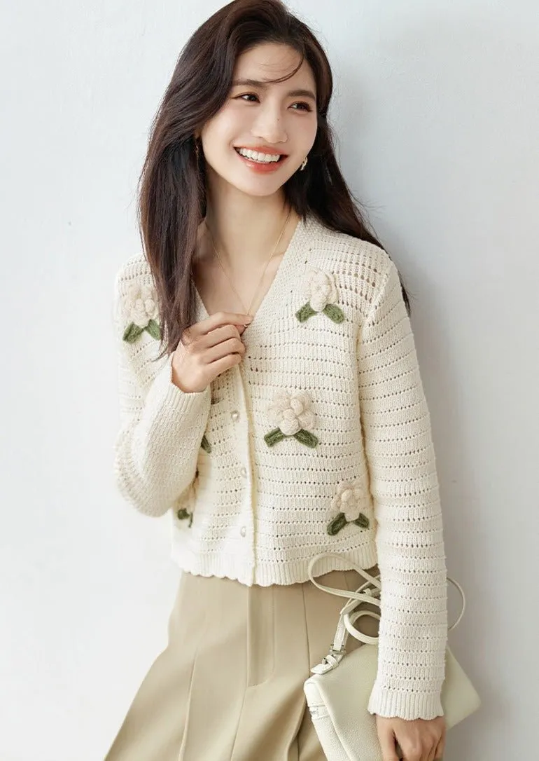 3D FLOWER EMBROIDERY LOOSE KNIT