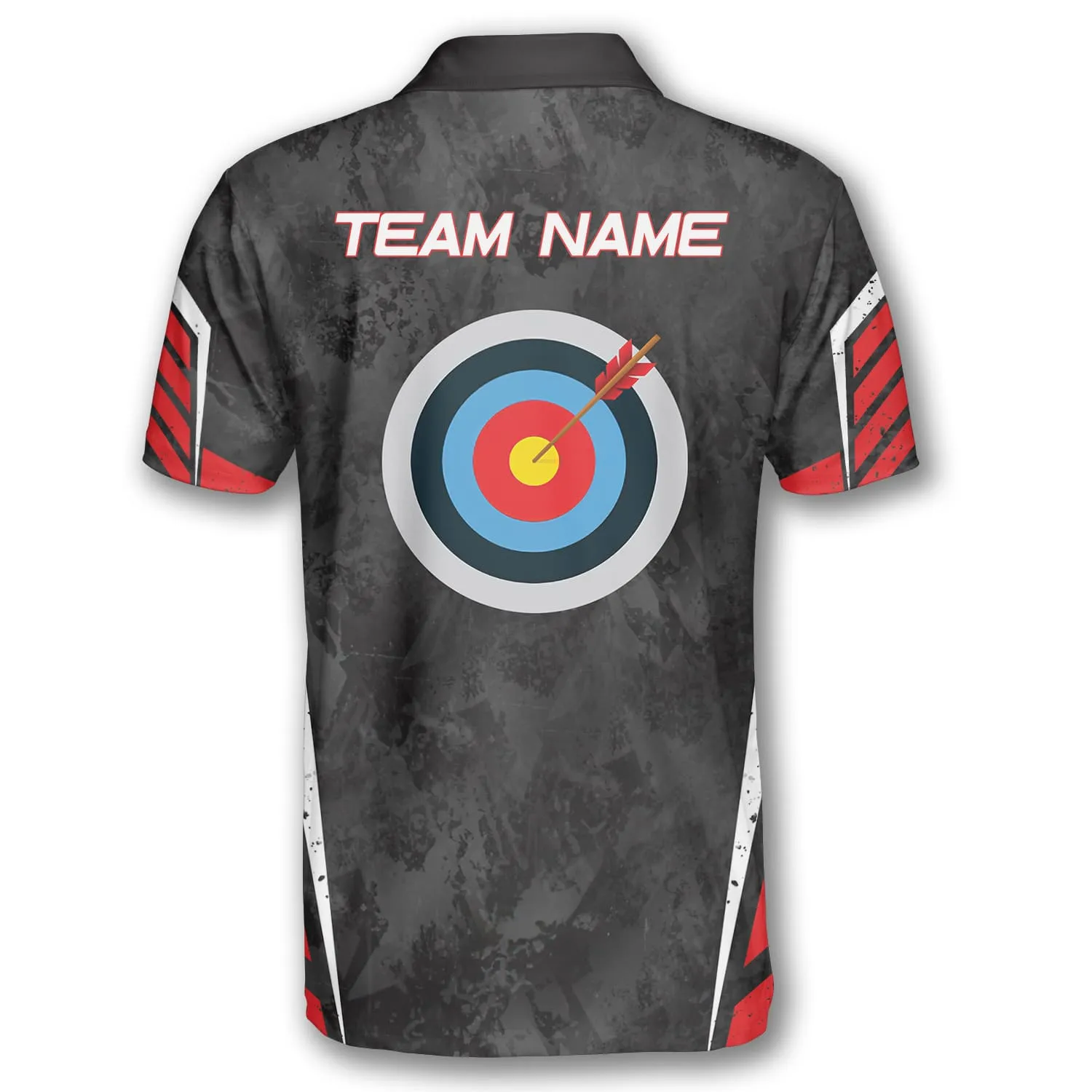 Archery Target Red Black Grunge Style Custom Archery Polo Shirts for Men