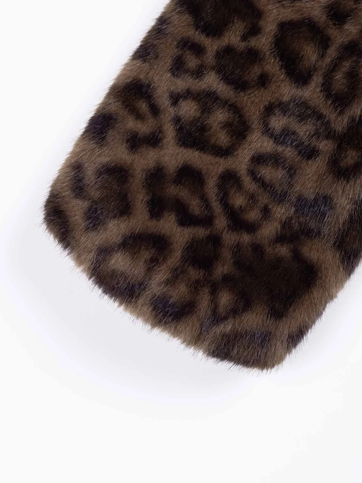 ASOBIO Leopard Print Faux Mink Hooded Jacket