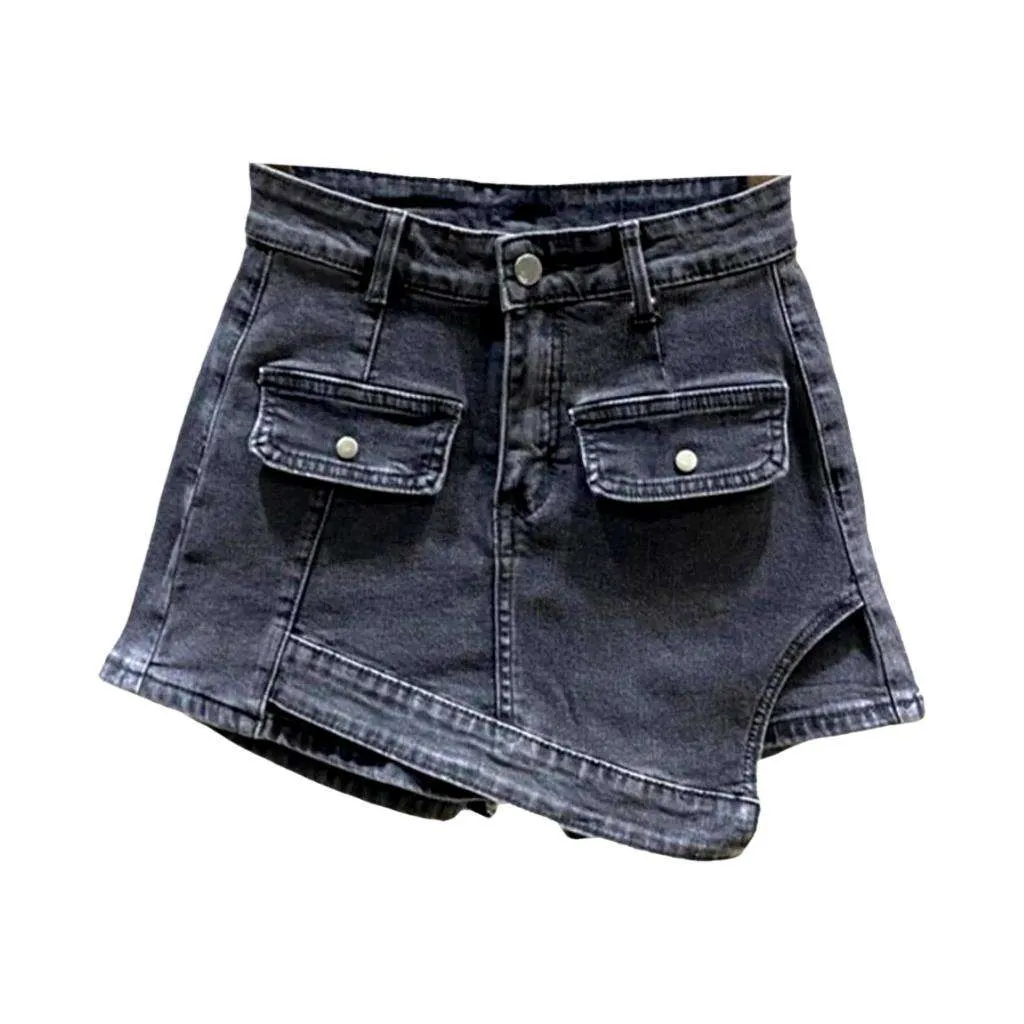 Asymmetrical vintage denim skort