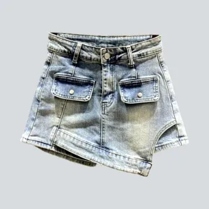 Asymmetrical vintage denim skort