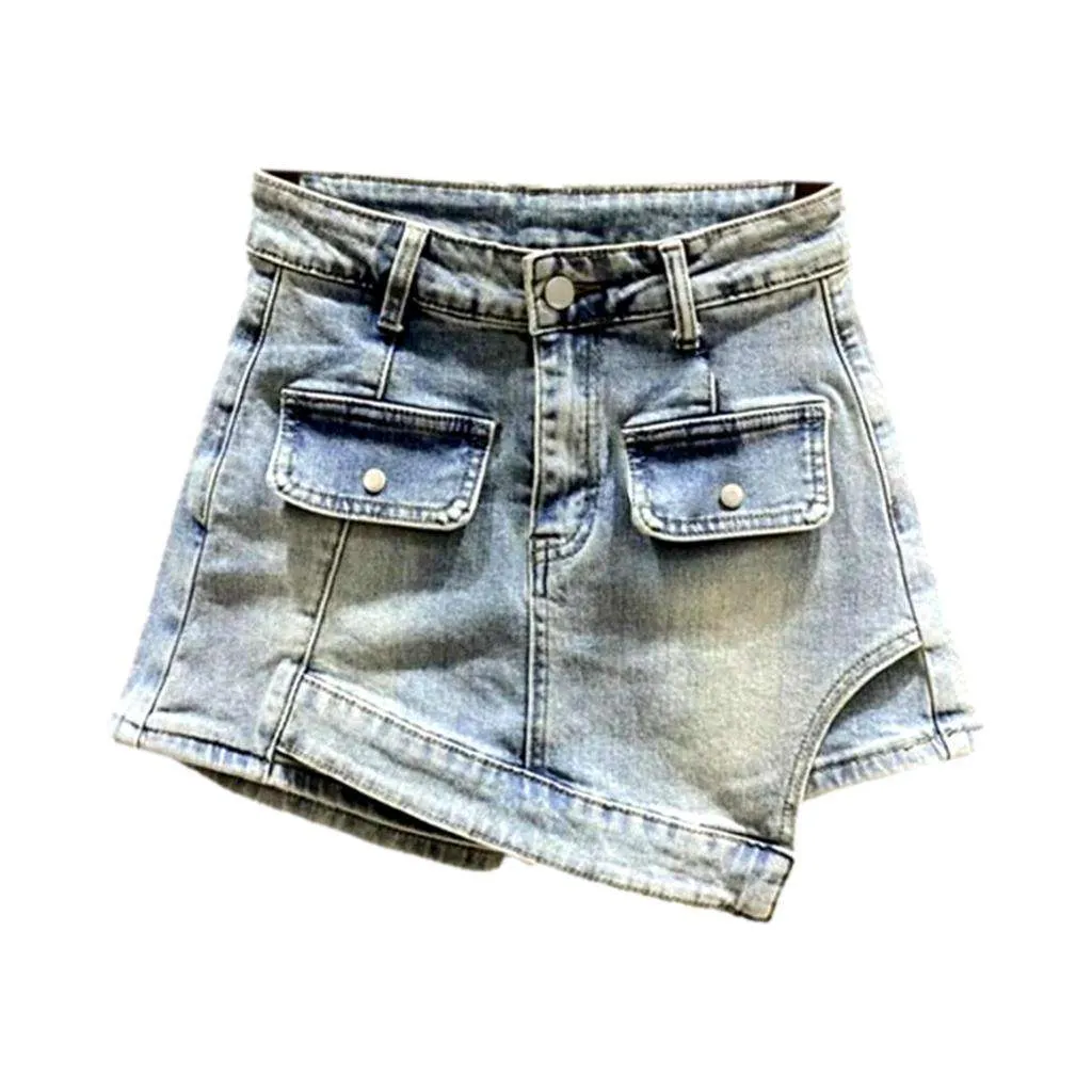 Asymmetrical vintage denim skort