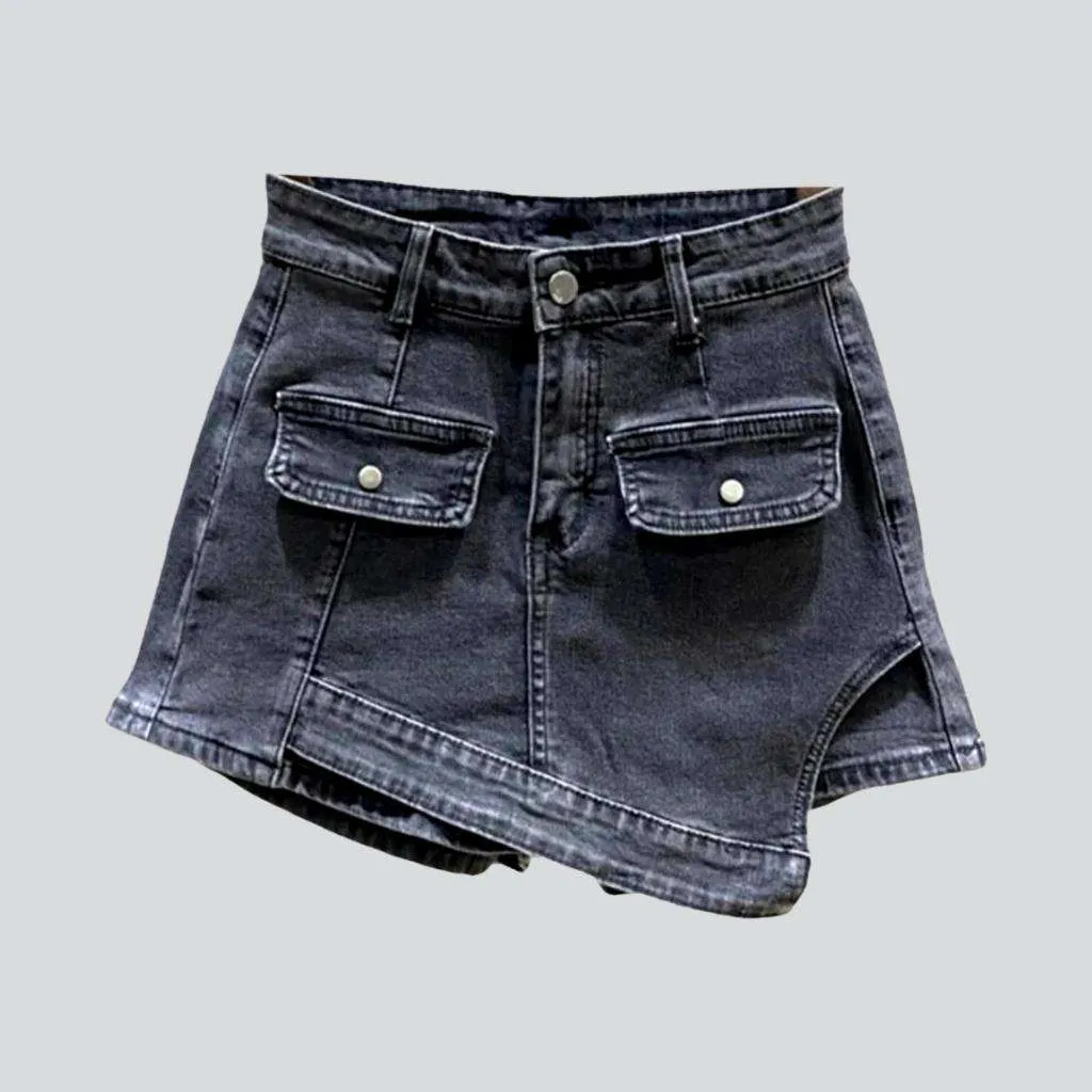 Asymmetrical vintage denim skort