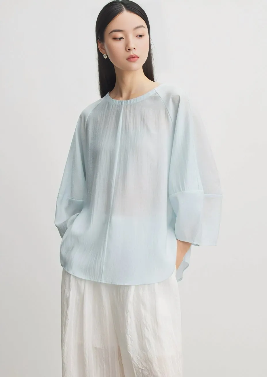 BALLOON SLEEVE ACETATE SHIRT