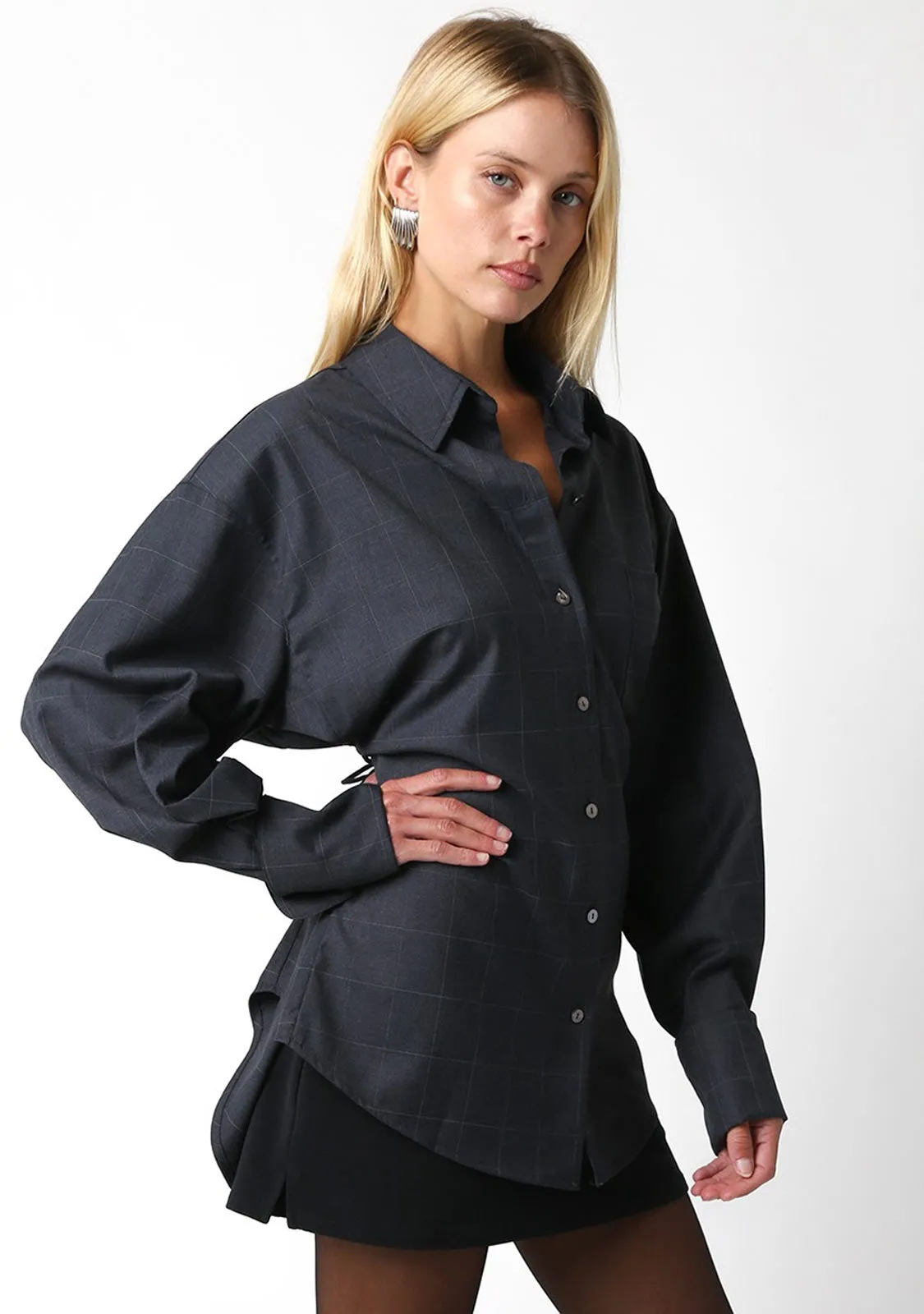 Balloon Sleeve Button-Up Shirt