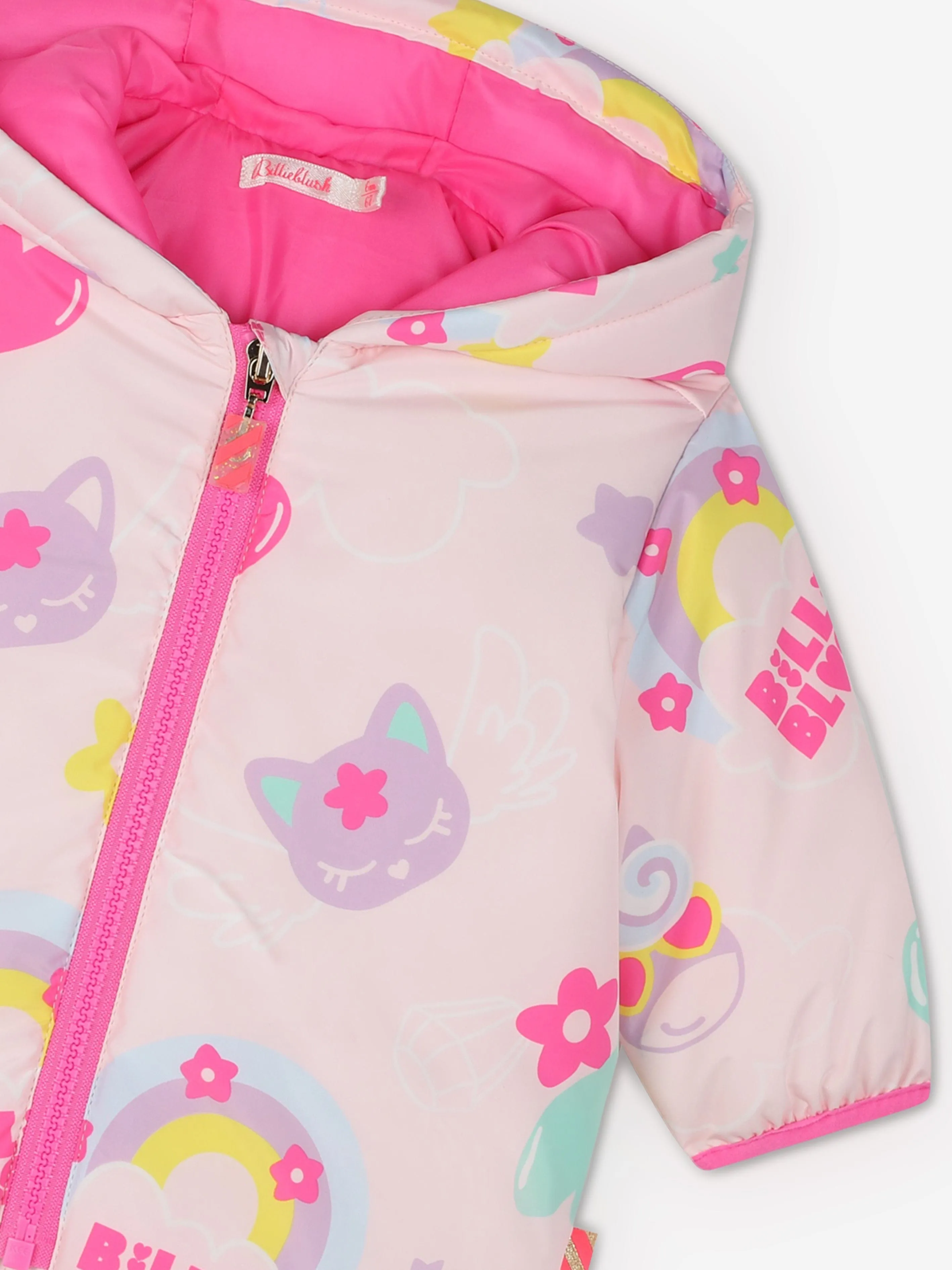 Billieblush Baby Girls Magic Rainbow Puffer Jacket in Pink