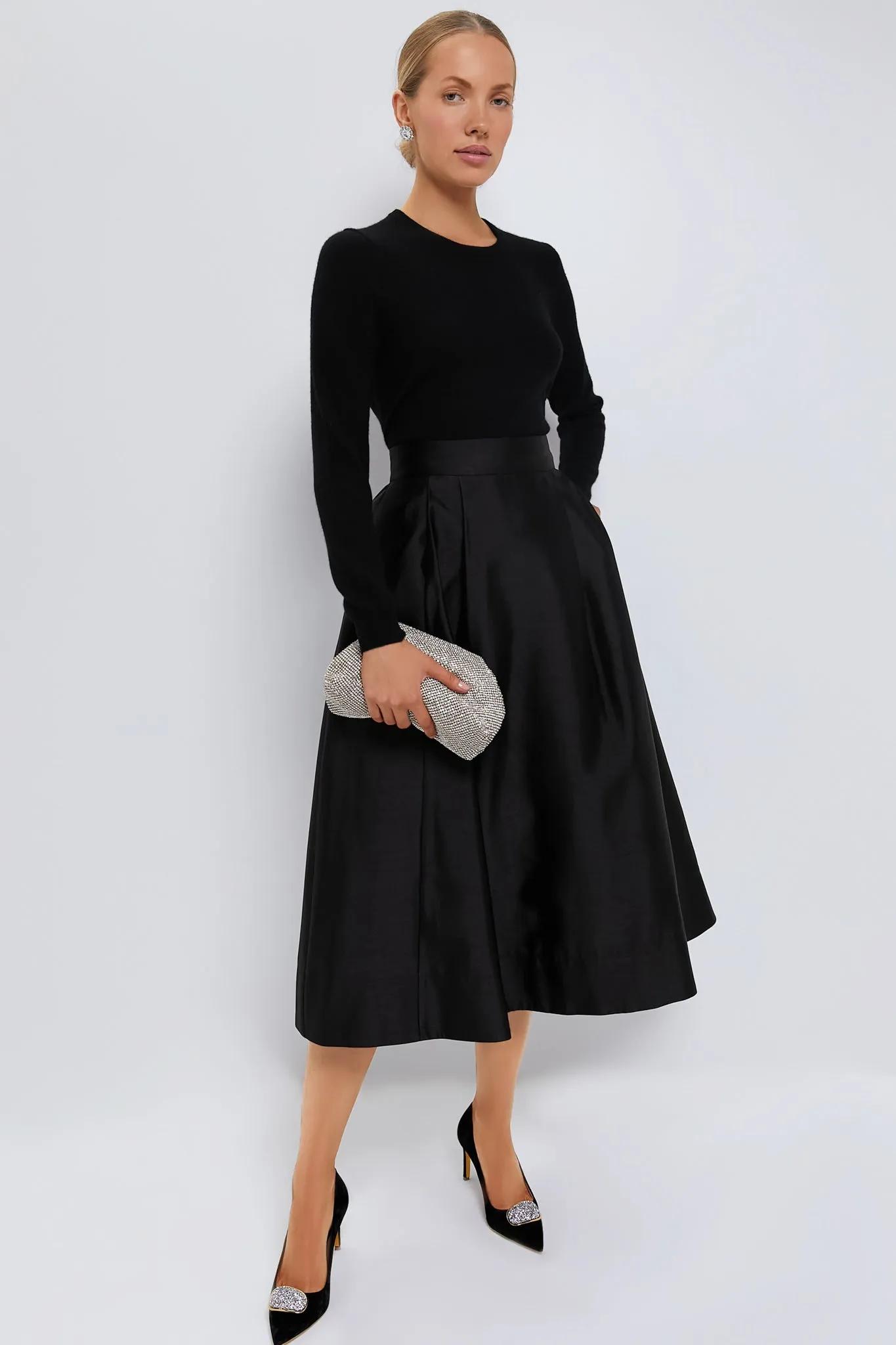 Black Dupioni Kendall Skirt