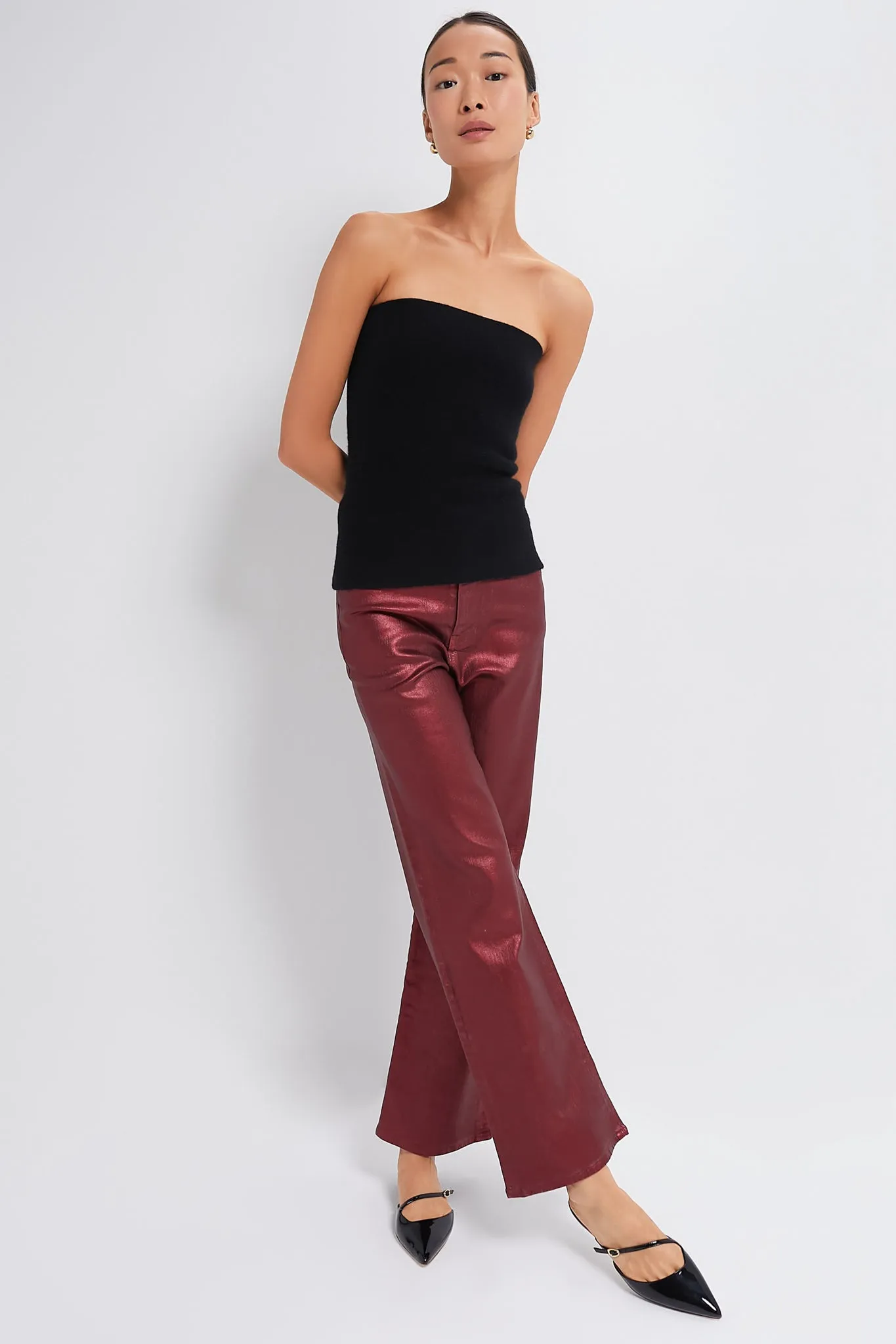 Burgundy Metallic Crosbie Wide Leg