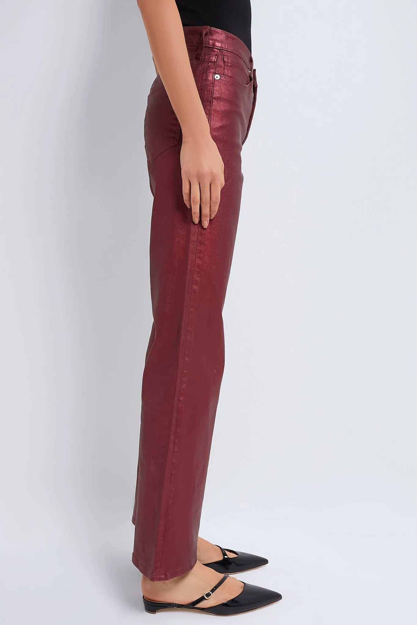 Burgundy Metallic Crosbie Wide Leg