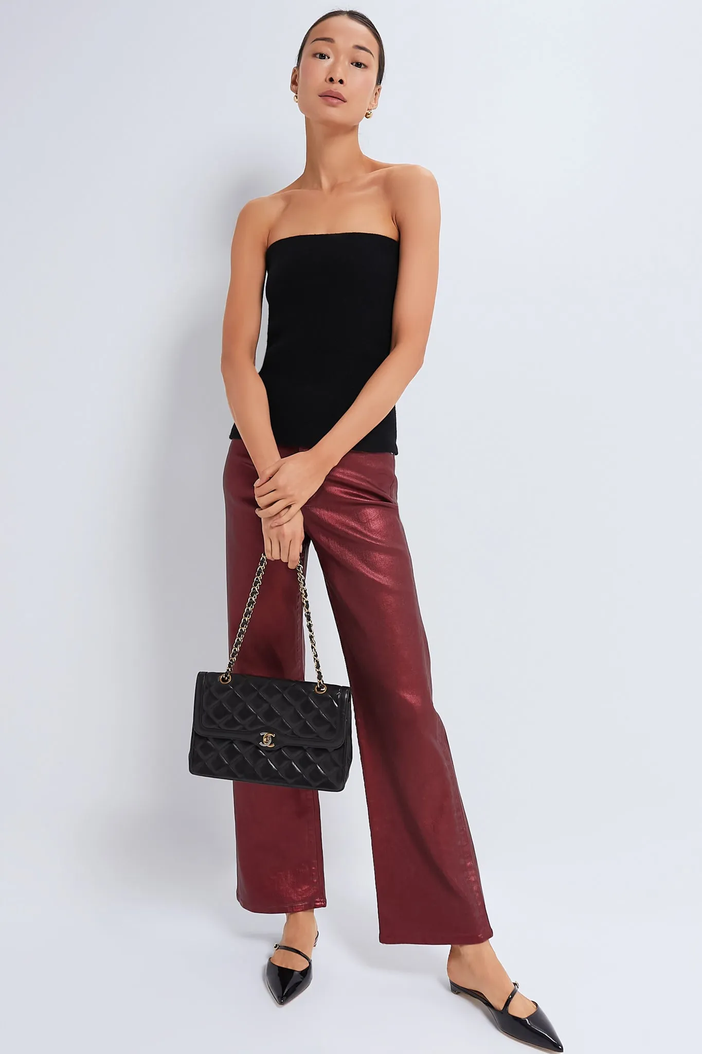 Burgundy Metallic Crosbie Wide Leg