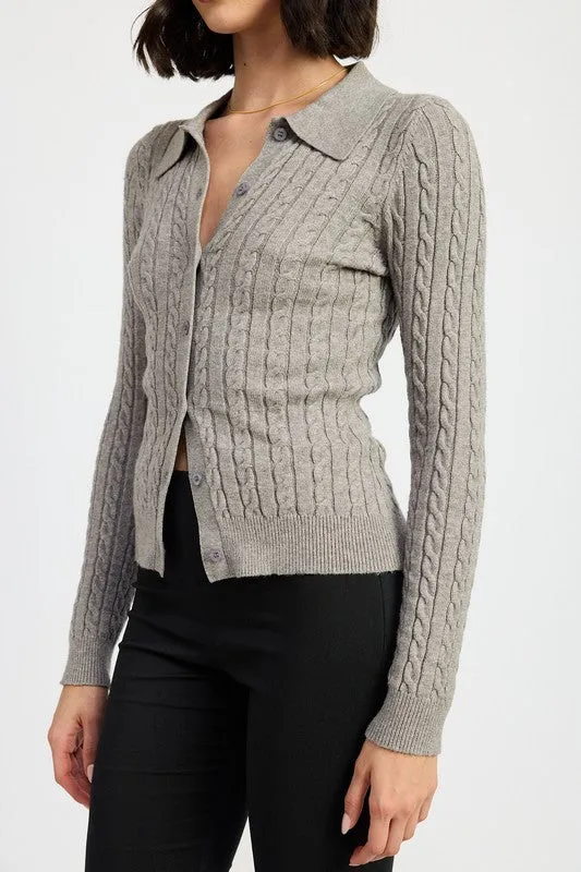 Carly Cable Knit Cardigan Top