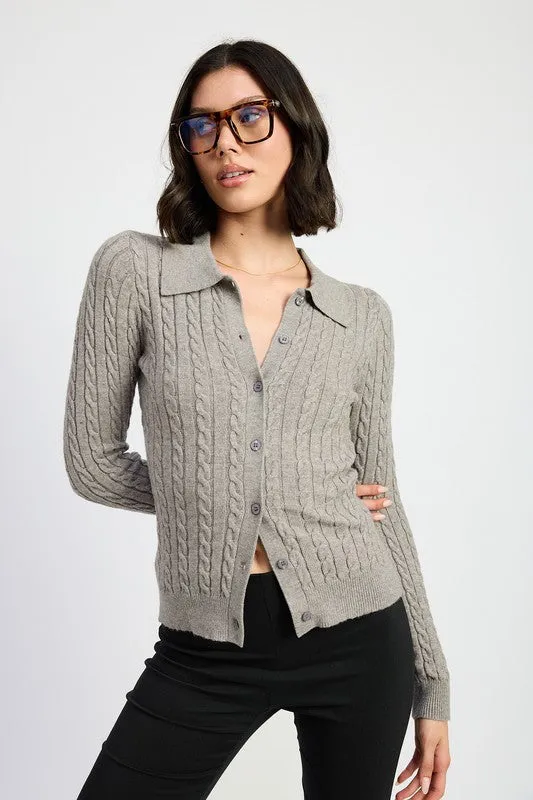 Carly Cable Knit Cardigan Top