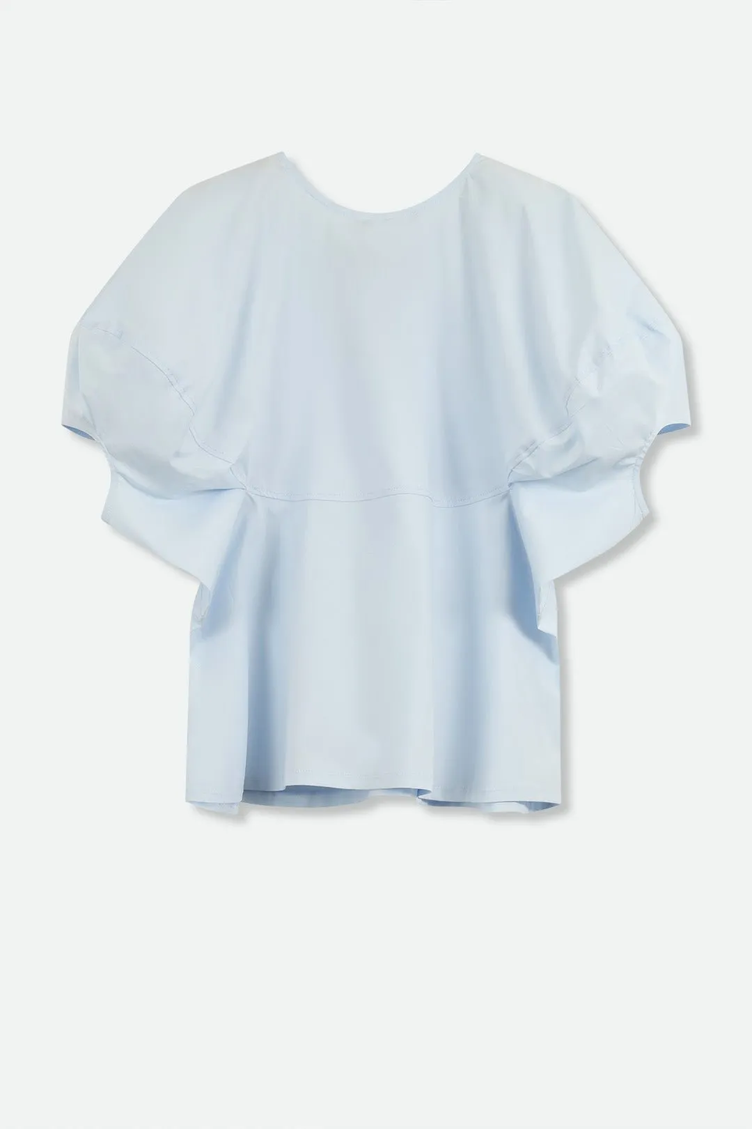 CERCHI SHORT SLEEVE BLOUSE IN ITALIAN COTTON BABY BLUE - PRE-ORDER NOW