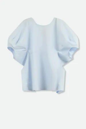 CERCHI SHORT SLEEVE BLOUSE IN ITALIAN COTTON BABY BLUE - PRE-ORDER NOW