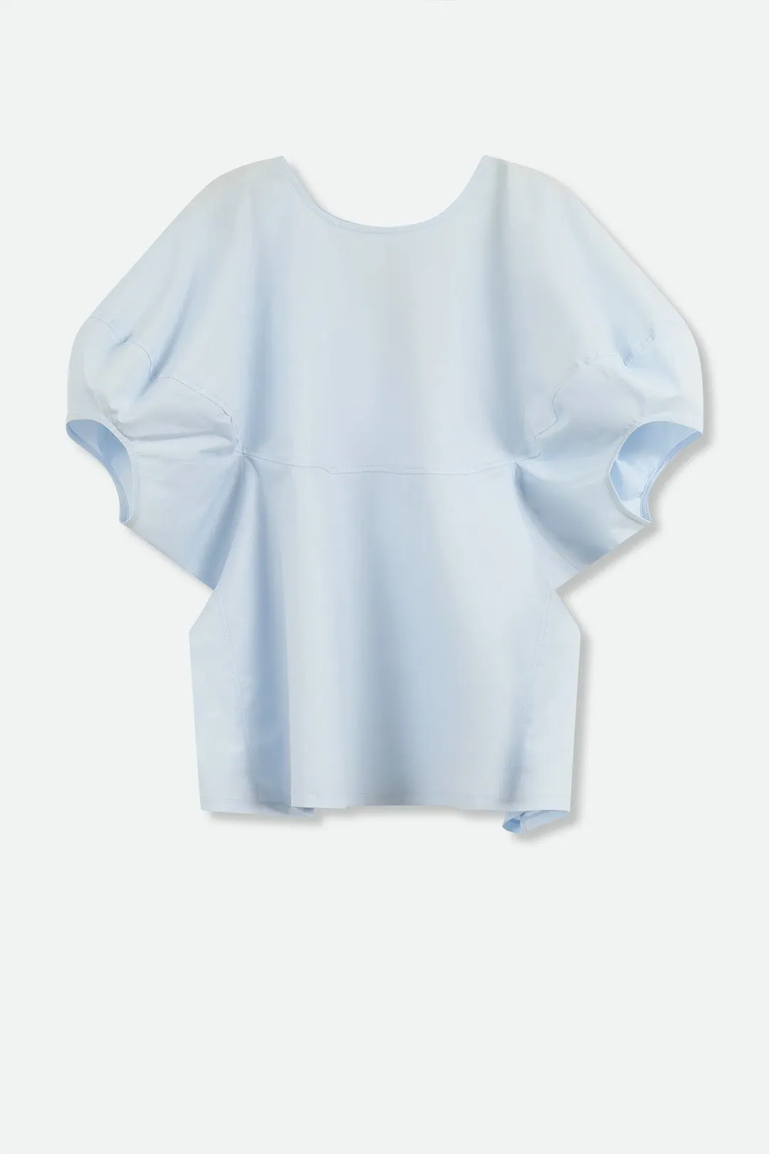 CERCHI SHORT SLEEVE BLOUSE IN ITALIAN COTTON BABY BLUE