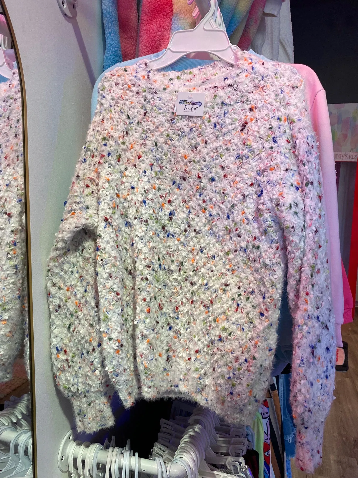 Color Dot White Sweater