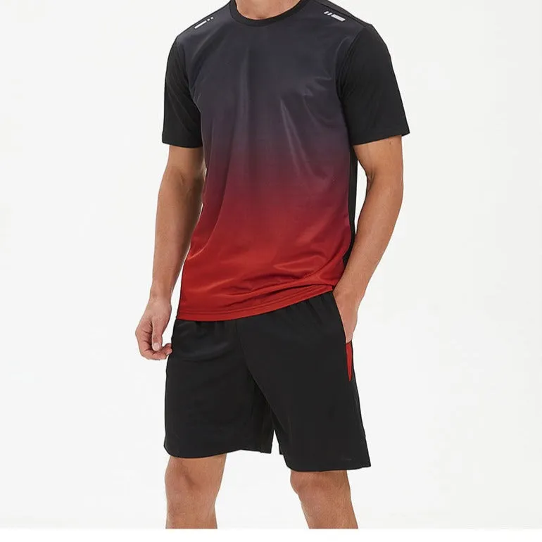 Cool Crew Neck Fitness Short Sleeve Running T-Shirt and Shorts Set