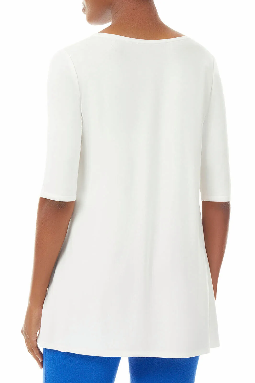 Crew Neck Jersey Knit Tunic, White