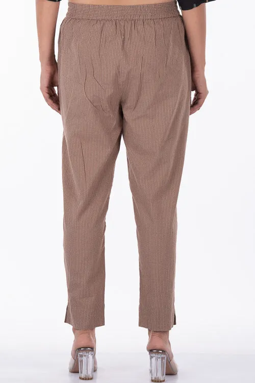 Dharan "Kantha Narrow Pants" Brown Woven Pants