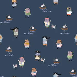 Digital Cotton Jersey  - Pirate Animals