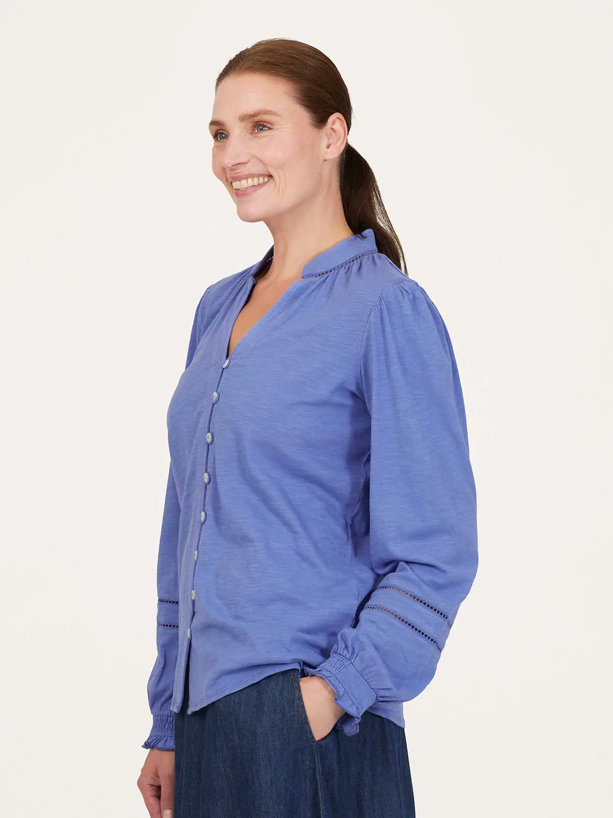 Fairtrade Organic Cotton Blouse - Periwinkle Blue