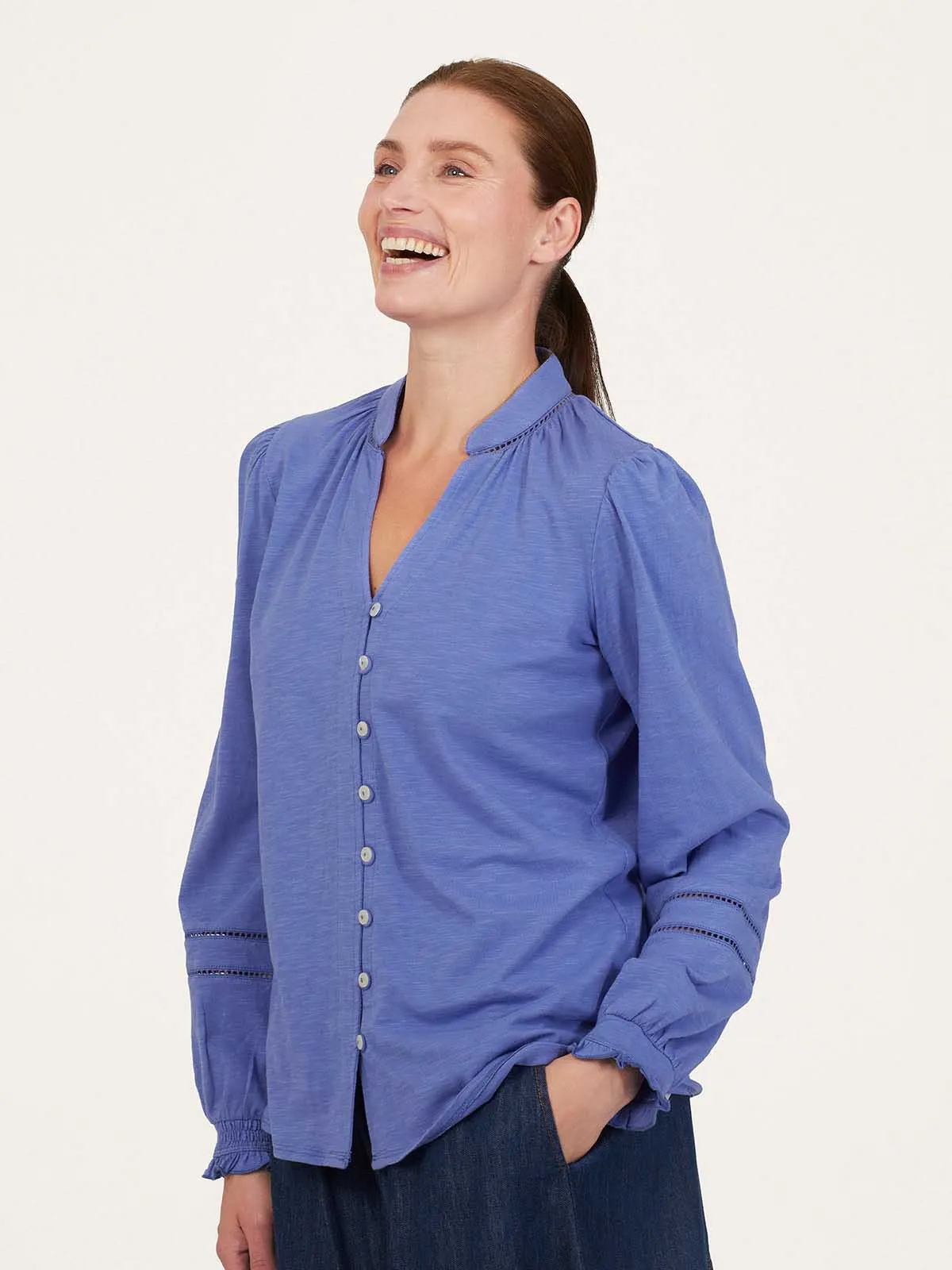 Fairtrade Organic Cotton Blouse - Periwinkle Blue