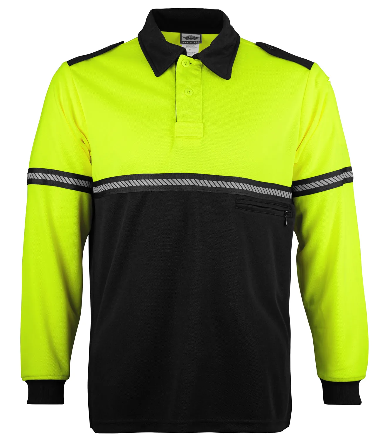 First Class Two Tone Long Sleeve Bike Patrol Shirt with Zipper Pocket and Hash Stripes