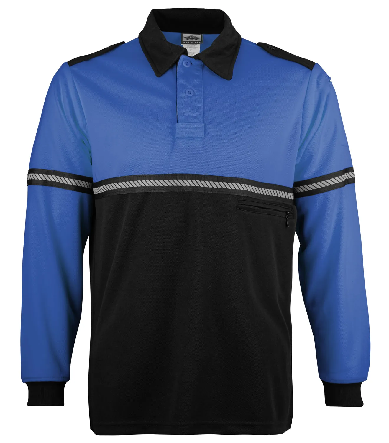 First Class Two Tone Long Sleeve Bike Patrol Shirt with Zipper Pocket and Hash Stripes