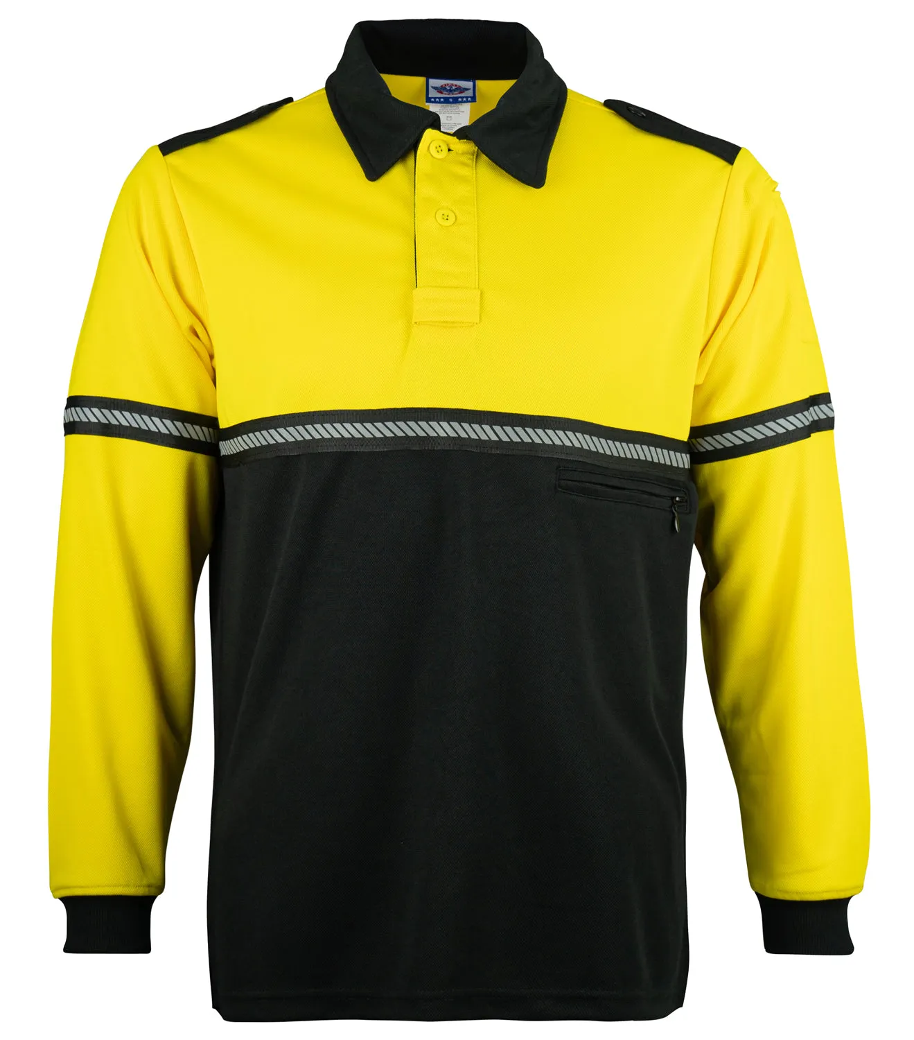 First Class Two Tone Long Sleeve Bike Patrol Shirt with Zipper Pocket and Hash Stripes