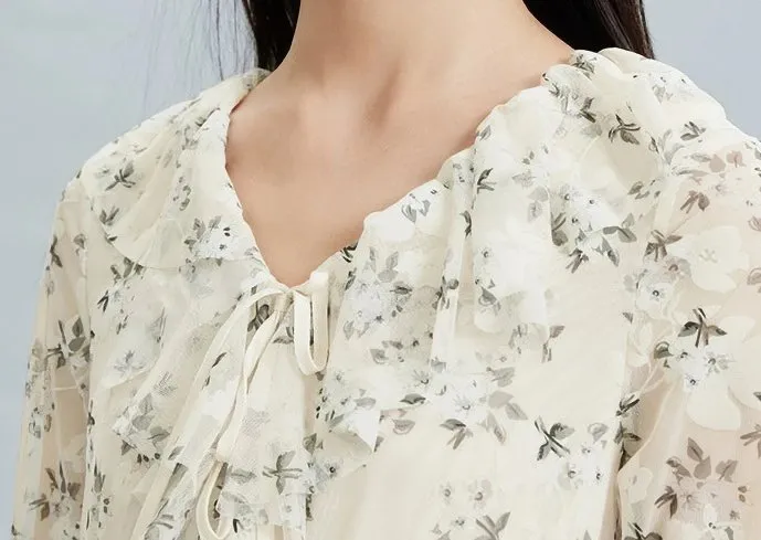 FLORAL CROPPED SLEEVE TOPS