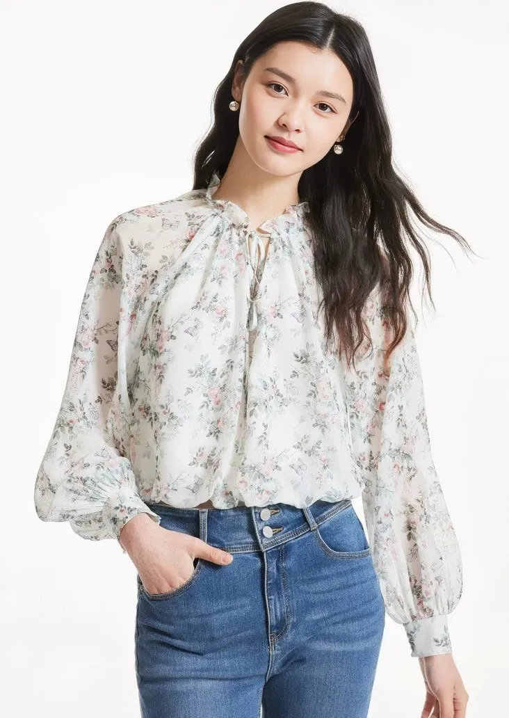 FLOWER PRINT RUFFLE TOPS