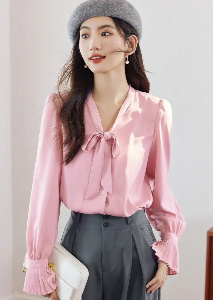 FRENCH ORGAN BELL SLEEVE CHIFFON SHIRT