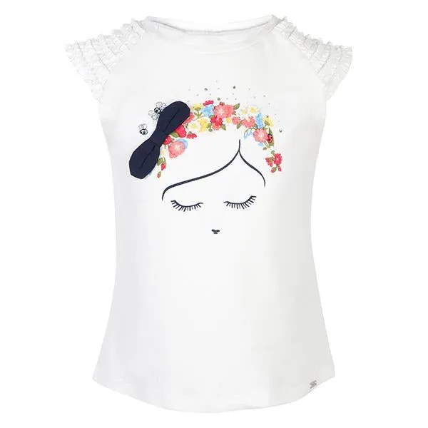 GIRLS EMBROIDERD T-SHIRT - WHITE