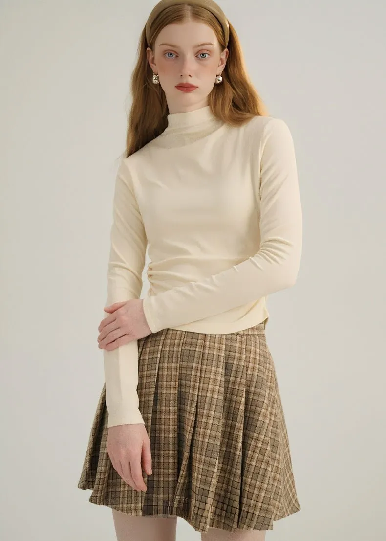 HALF TURTLENECK GATHERED KNIT TOPS