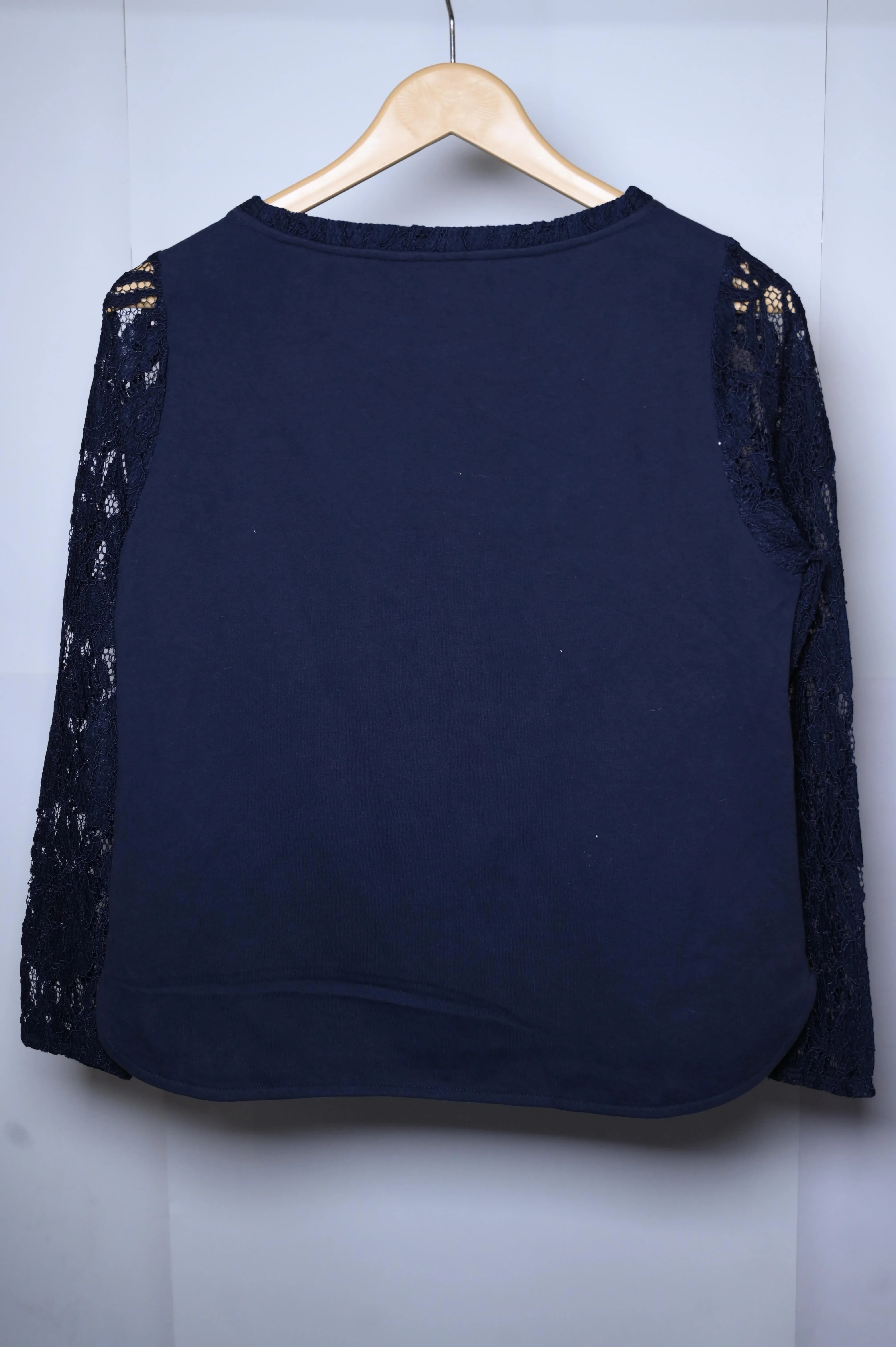 H&M Navy Blue Lace Sleeve Blouse