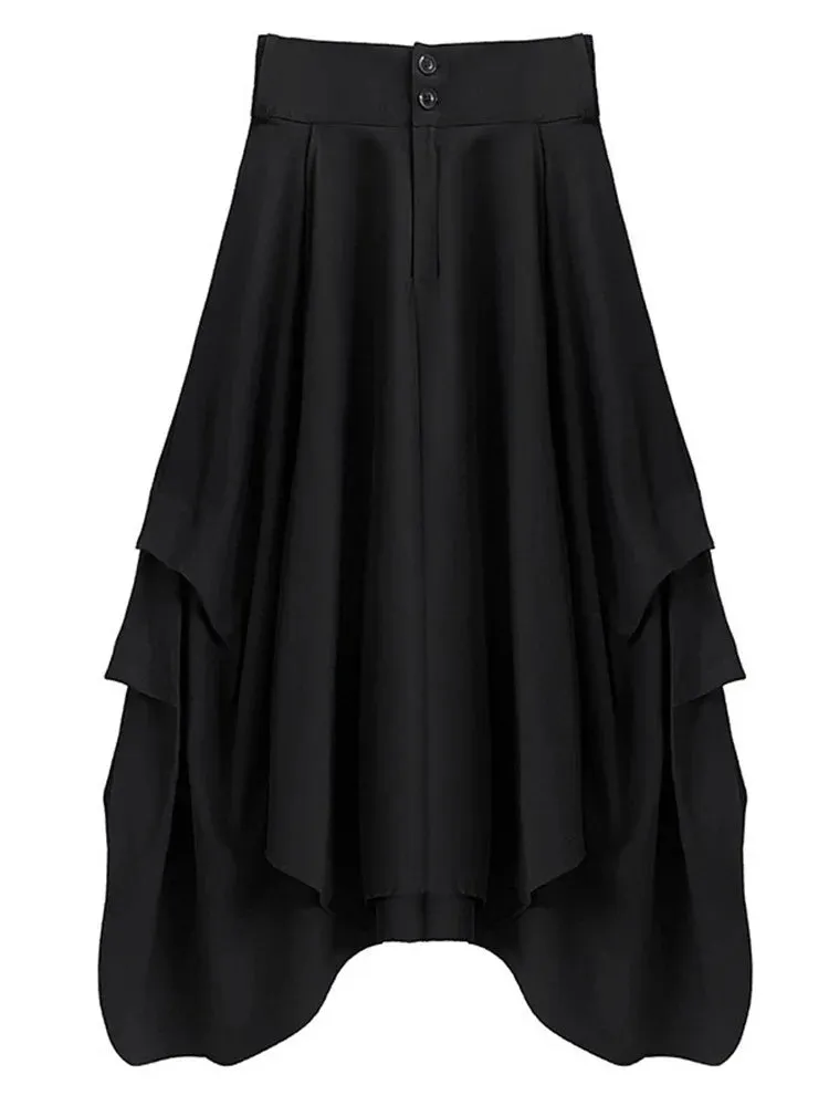 HEYFANCYSTYLE High Waist Black Pleated A-line Skirt