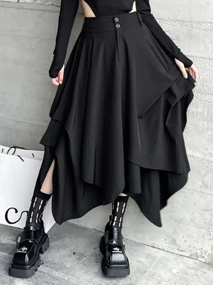 HEYFANCYSTYLE High Waist Black Pleated A-line Skirt