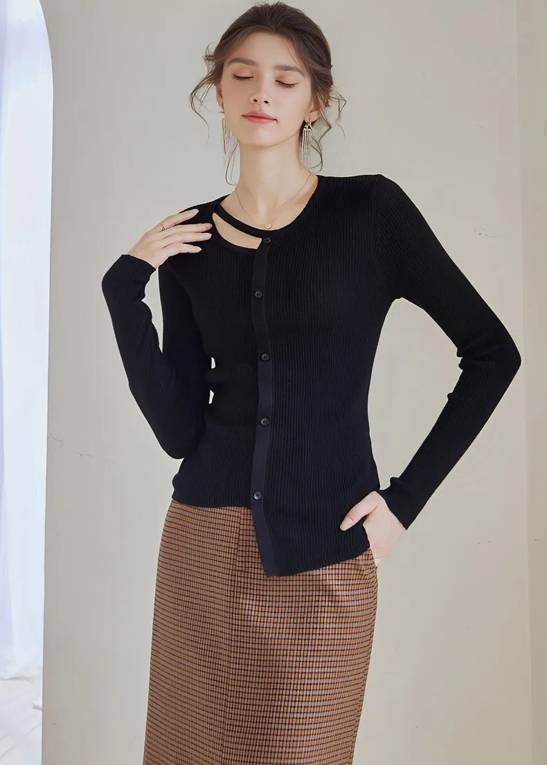 IRREGULAR SLIM KNIT CARDIGAN