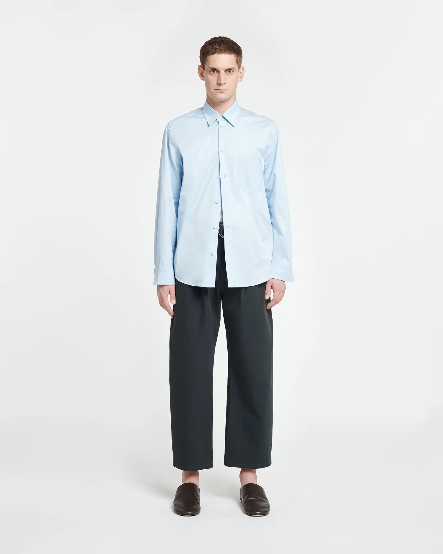 Kaleb - Upcycled Light Poplin Shirt - Sky Blue