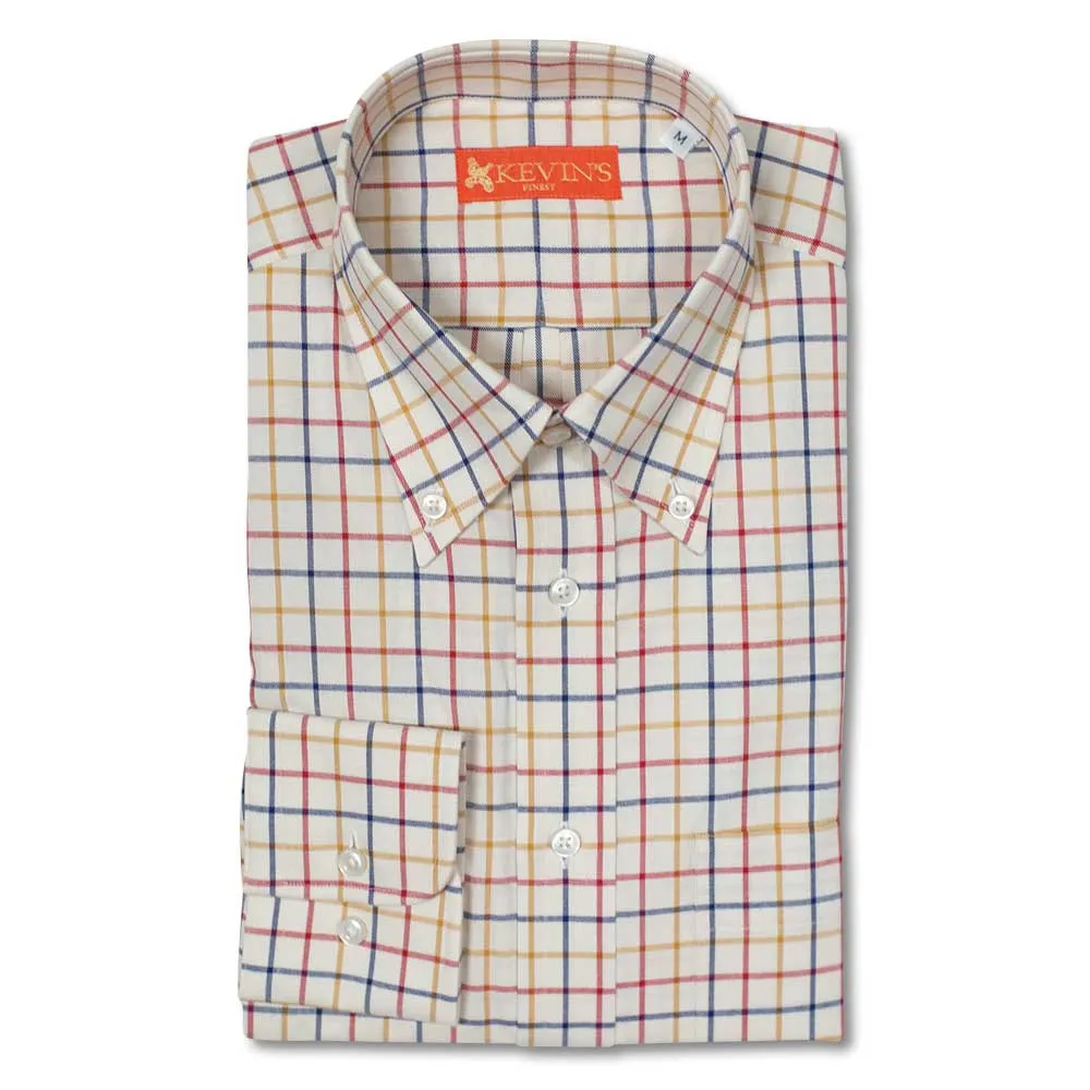 Kevin's Finest Navy Tan Woven Cotton Men's Shirt