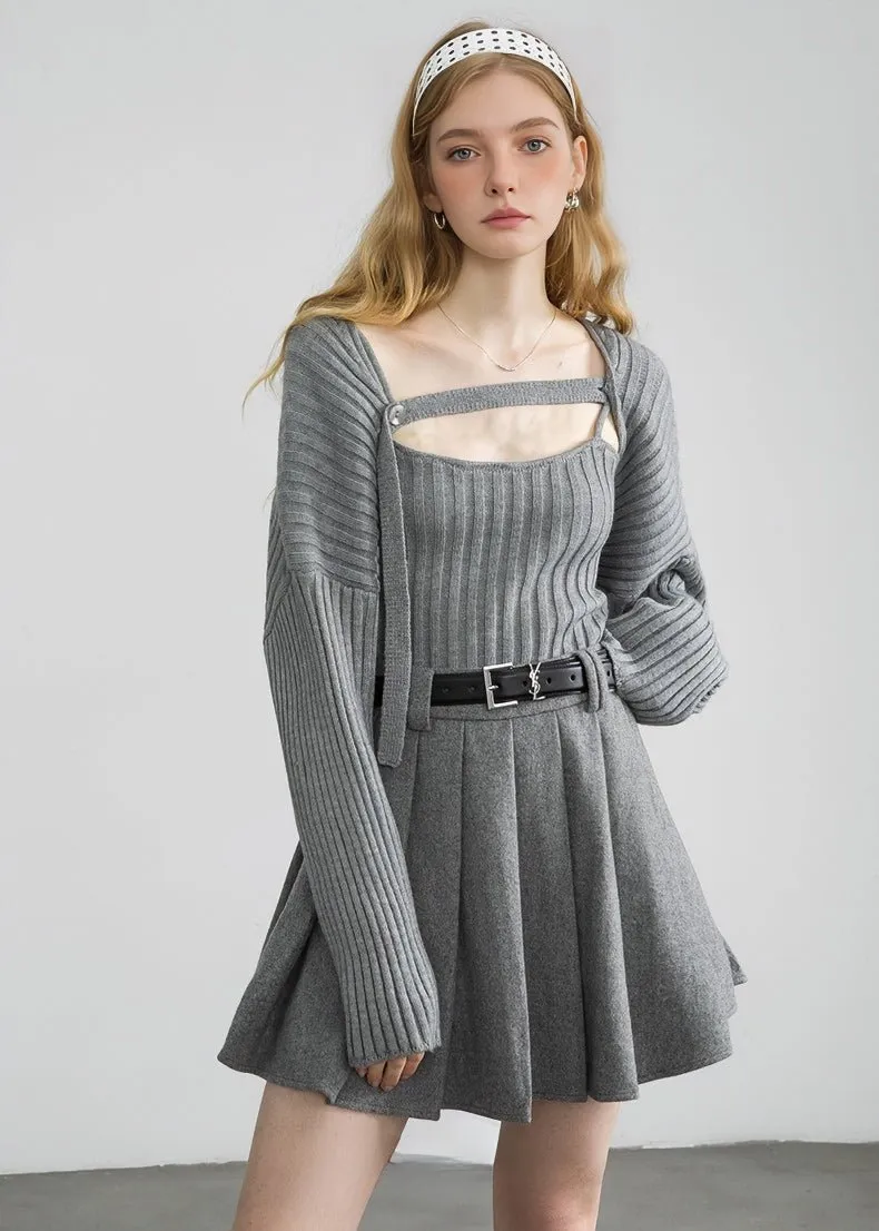 KNIT CARDIGAN AND CAMISOLE SET