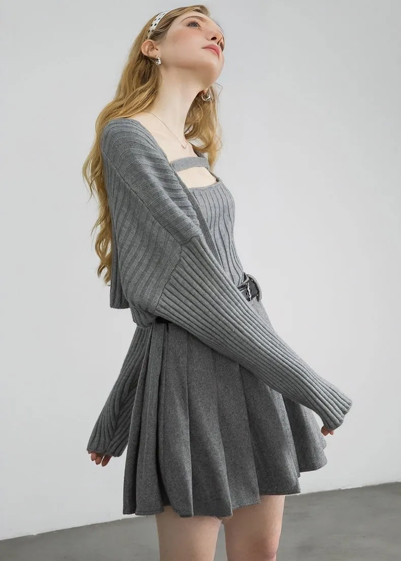 KNIT CARDIGAN AND CAMISOLE SET