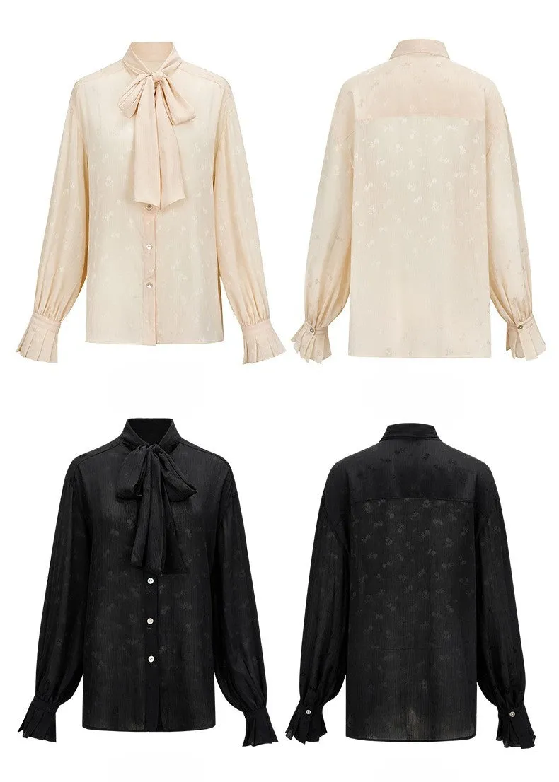 LACE-UP BOWTIE CHIFFON TOPS