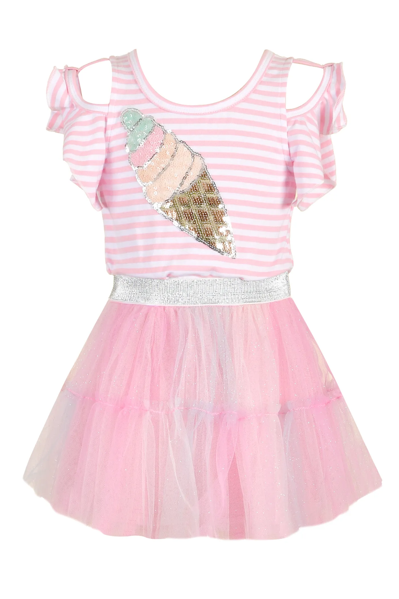 Little Girls Cold Shoulder Ice Cream Summer Dress