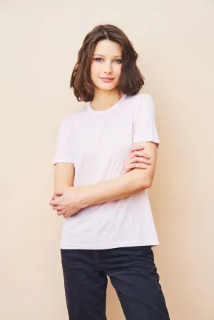 Majestic Lyocell Cotton Semi Relaxed Short Sleeve Crewneck in Petale