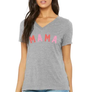 'MAMA' Women's V-Neck Tee - Grey